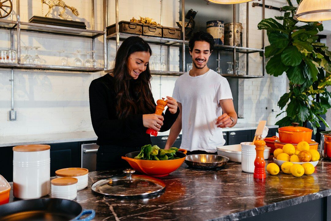 beginner cooking in kitchen