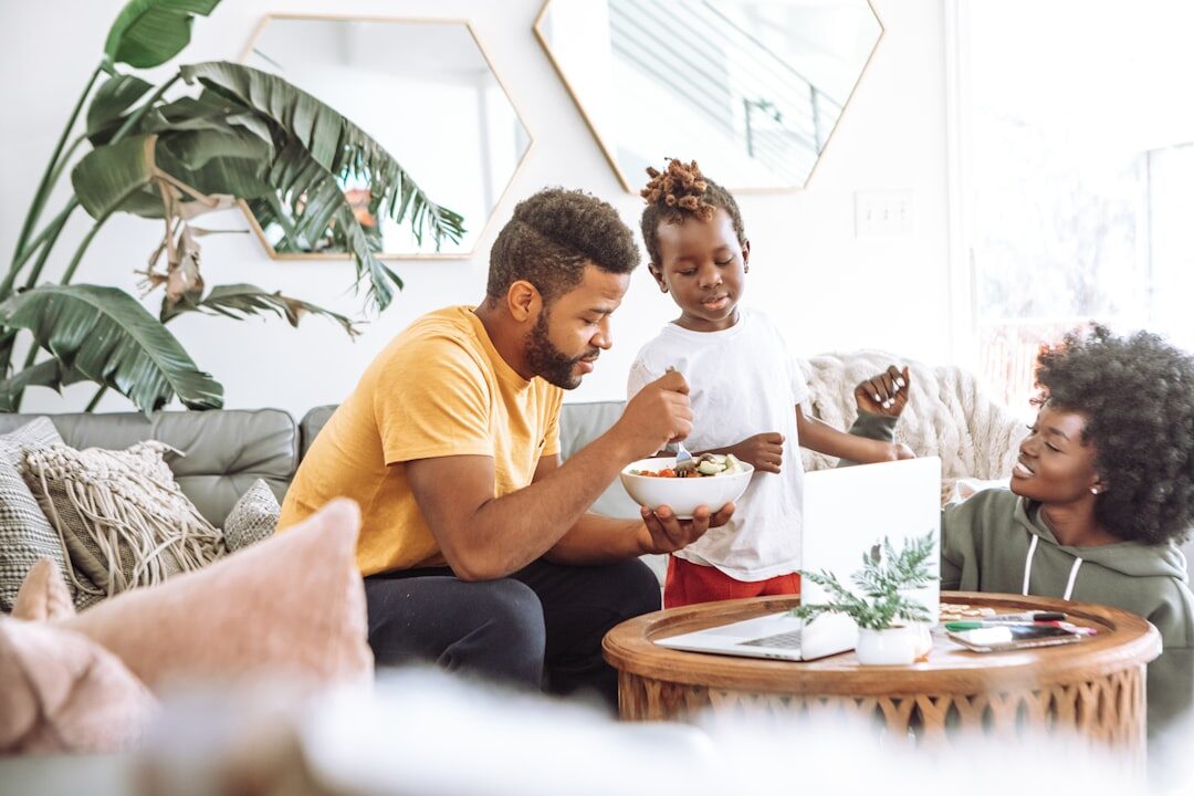 family preparing healthy meal