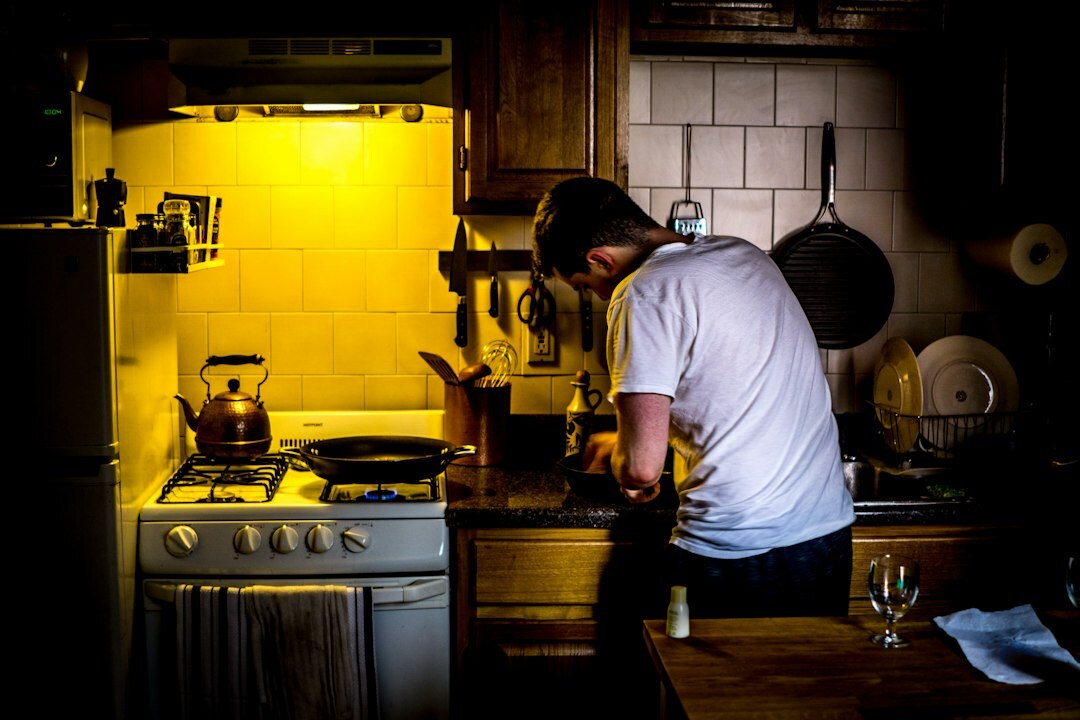 Portrait of a Czech man in his fifties in a kitchen setting