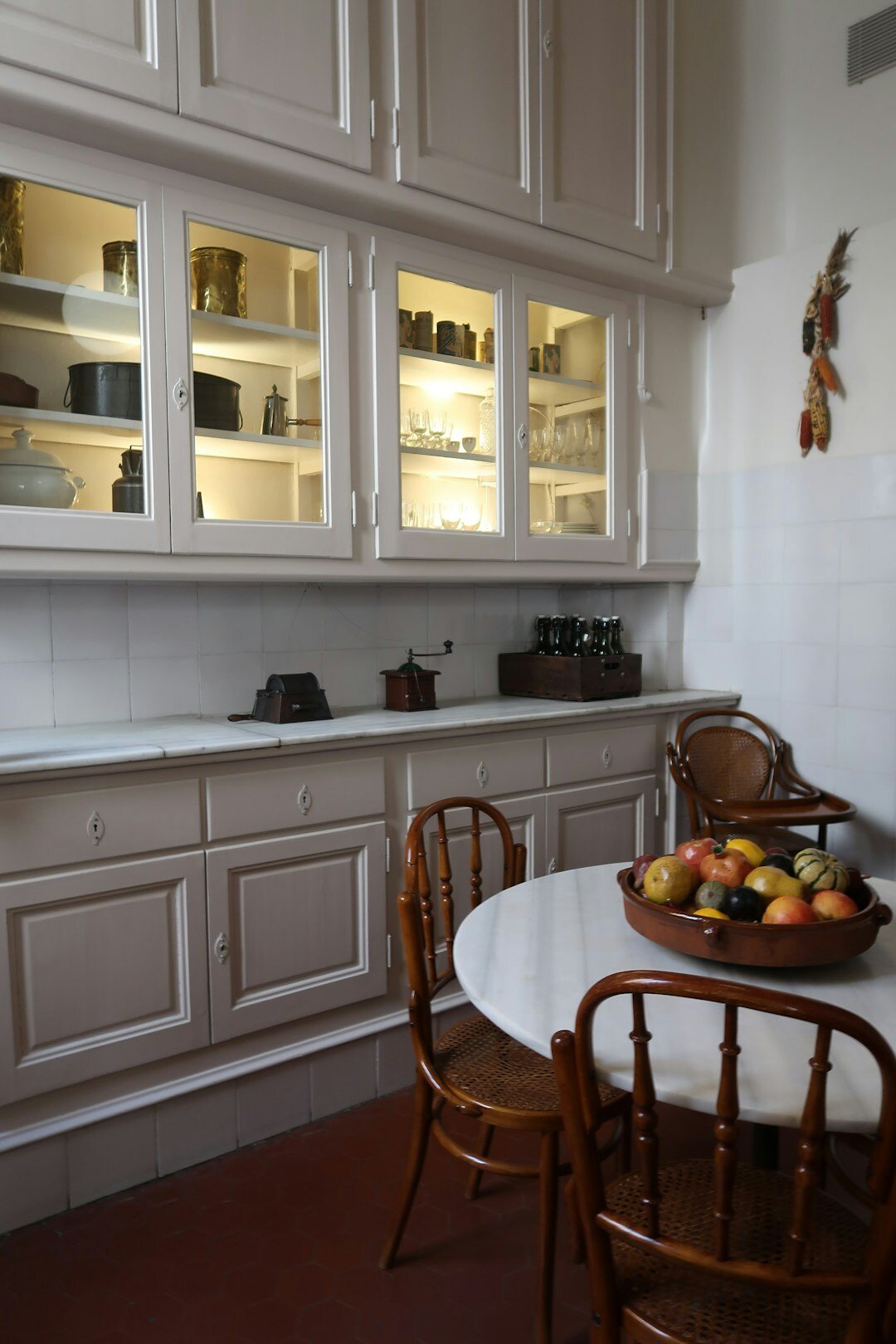 Rustic Czech country kitchen with wooden table set for a meal