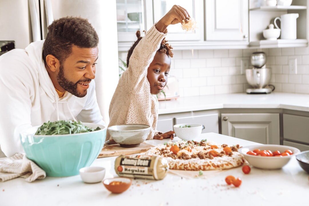 family preparing healthy meal